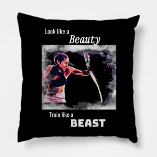 Woman boxing: Motivational quote Pillow