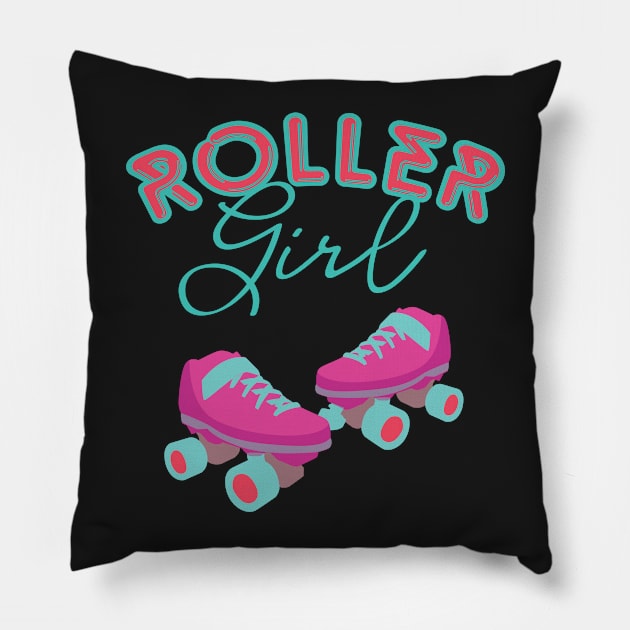 Roller Girl Skating Pillow by GDLife