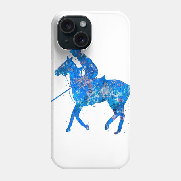 Polo rider blue art Phone Case by Yahya Art