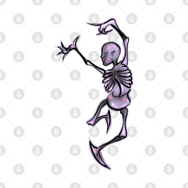 Pink Dancing Skeleton by mizaarte