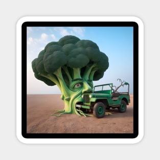Broccoli eating a Jeep -  Salvador Dali Style Magnet