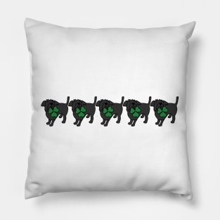 Five Dog Holding Shamrock for St Patricks Day Pillow