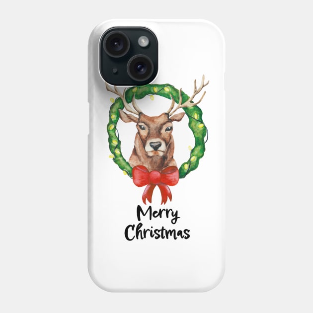 Watercolor - Christmas reindeer Phone Case by Karoのkyuuto