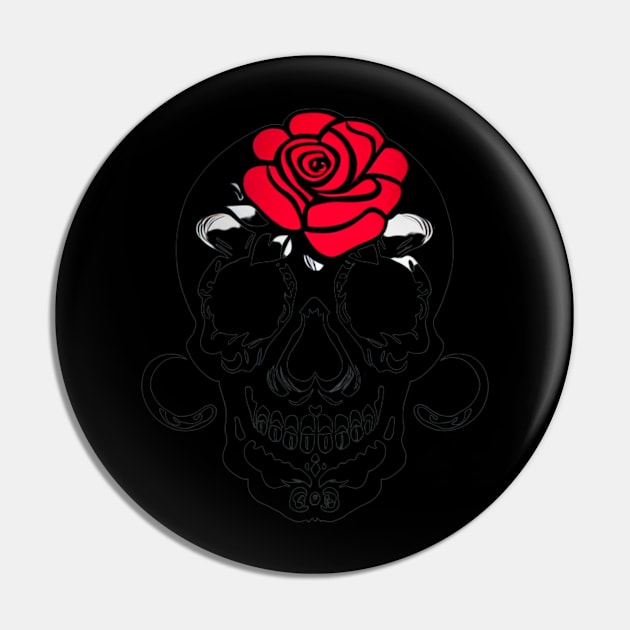 Skull And Roses Pin by divawaddle