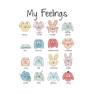 Expressions Print, Emotions Print, Feelings Print, Educational Print for Kids, Funny Bunny Print, Montessori Print, Preschool Print, Rainbow T-Shirt