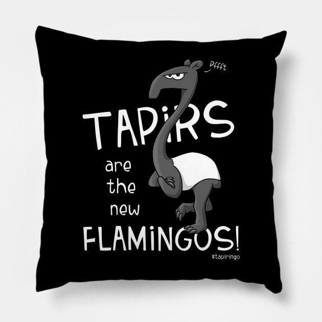 Tapirs are the new Flamingos Funny Flamingo Tapir Pillow by SkizzenMonster