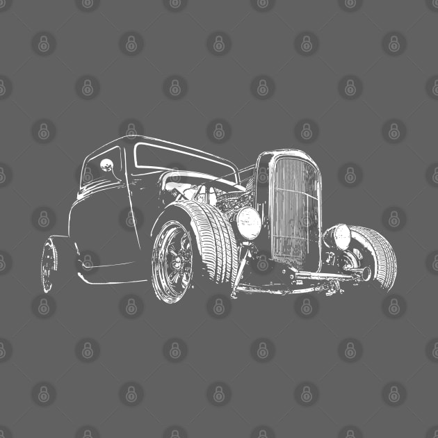 1932 Ford Model A Coupe - stylized white on dark background by mal_photography