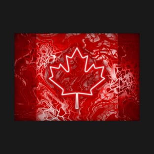 Canadian flag, digital fluid pour with cells T-Shirt