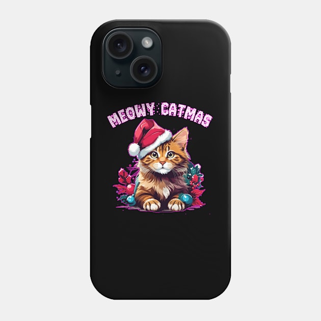 meowy catmas christmas cat Phone Case by sukhendu.12