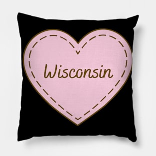 I Love Wisconsin Simple Heart Design Pillow