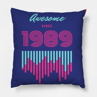 Blue and Pink Retro Birthday Event Pillow