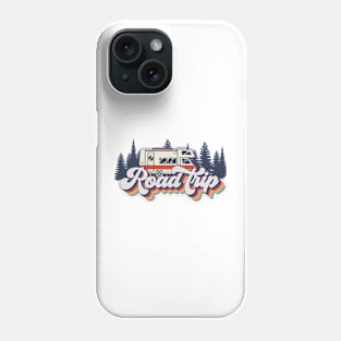 Cute retro camping van typography, Van road trip camping short quote Phone Case