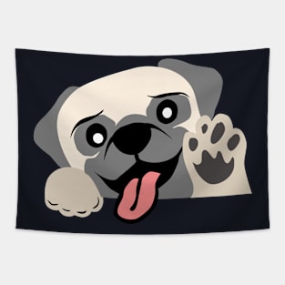 Cute puppy pug say hello Tapestry