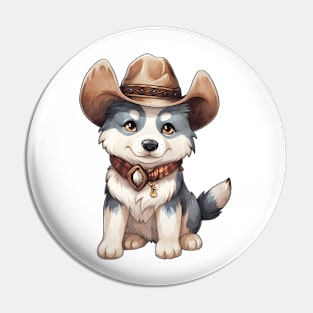 Cowboy Siberian Husky Dog Pin