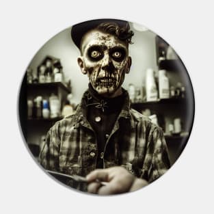 Zombie Barber Portrait Pin