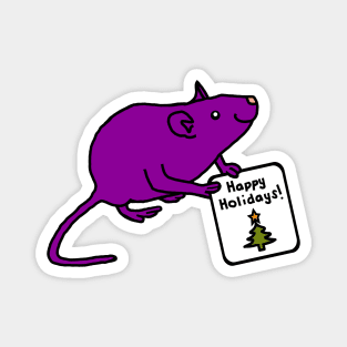 Cute Christmas Rat says Happy Holidays Magnet