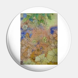 Floral Watercolour Collage 7 Pin