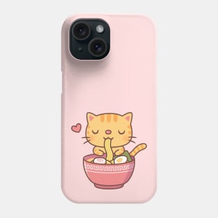 Cute Orange Tabby Cat Eating Ramen Phone Case