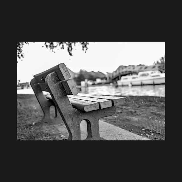 Bench overlooking the River Bure in the Norfolk village of Wroxham by yackers1