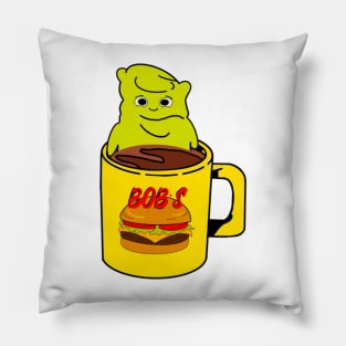 Burger Bob’s Coffee Mug With Melted Kuchi Kopi Illustration Pillow