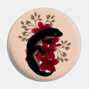 Leopard Gecko, Black Night, and Frangipani Flowers Pin