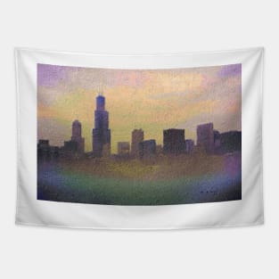 Chicago Skyline on Foggy Day Tapestry