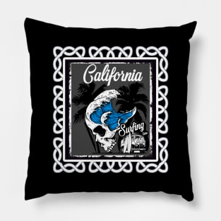 Surfing Skull California Pillow