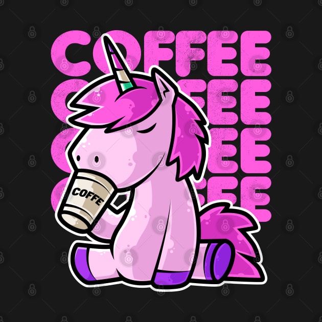 Cute Unicorn Drinking Coffee Kawaii Neko Anime graphic by theodoros20