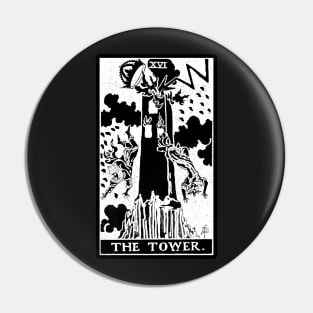 XVI. The Tower Tarot Card | Obsidian and Pearl Pin