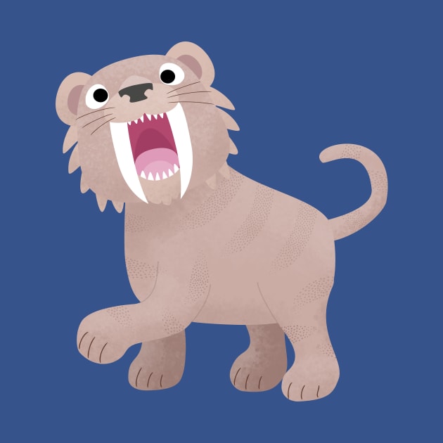 Cute Saber Toothed Tiger Smilodon cartoon by FrogFactory