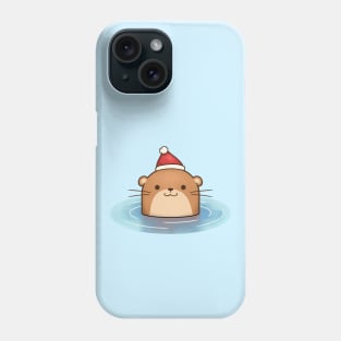 Cute Christmas Otter in Santa Hat Floating Phone Case