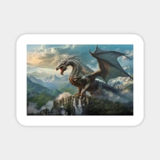 Dragon Animal Creature Fantasy Colorful Realistic Illustration Magnet