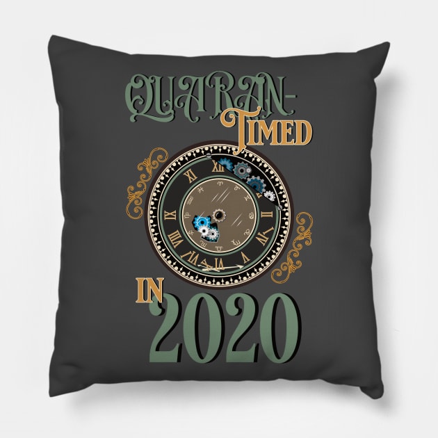 Quarantined in 2020 - Vintage Clock - Victorian Style Pillow by dkdesigns27