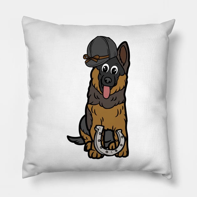 Funny guard dog is ready to ride a horse Pillow by Pet Station