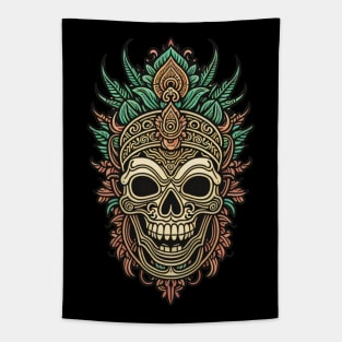 Colored and Textured Tribal Mask Design Tapestry