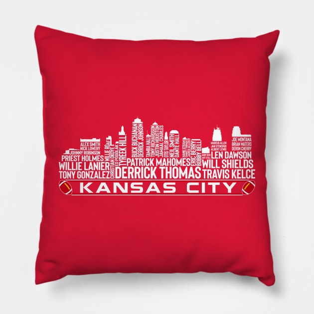 Kansas City Football Team All Time Legends, Kansas City Skyline Pillow by Legend Skyline