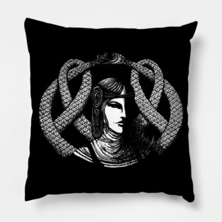 Nordic Goddess Hel in Black Portrait Pillow