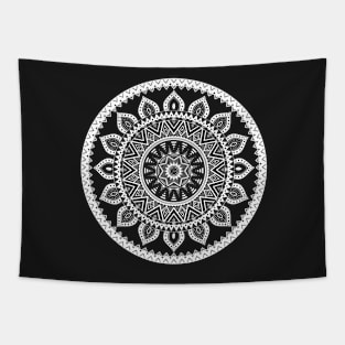 Mandala with African-inspired patterns White and Black version Tapestry