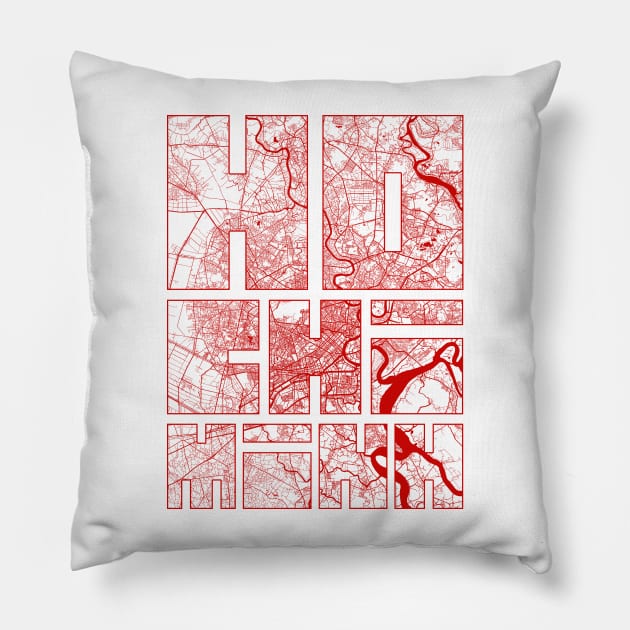 Ho Chi Minh, Vietnam City Map Typography - Oriental Pillow by deMAP Studio