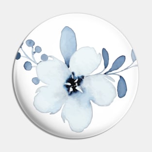 Blue Watercolor Wild Flower Pin