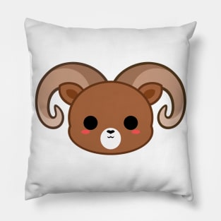 Cute Brown Big Horn Sheep Pillow