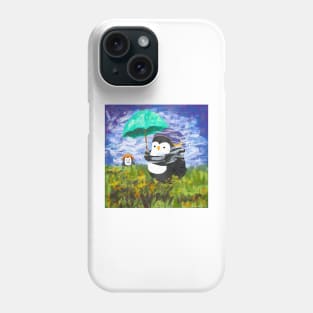 Penguin with Parasol Monet Art Series Phone Case