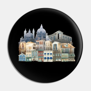 Vintage Town Painting Pin