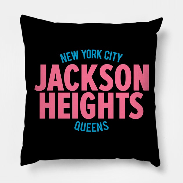 Jackson Heights Queens Logo - Minimalist Marvel Celebrating Community Pillow by Boogosh