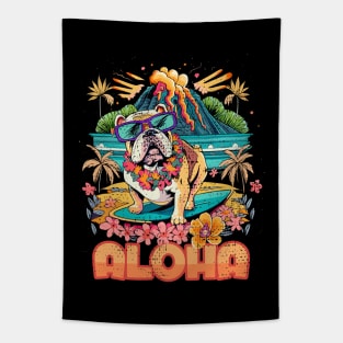 Aloha Surf Bulldog Hawaii Vintage Tapestry