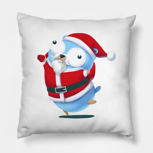 Golang Gopher Mouse Go Christmas Pillow by clgtart