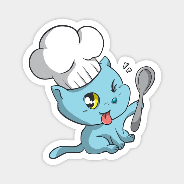 Chef Kitty Funny Cook Cat Lover Cooking Magnet by Foxxy Merch