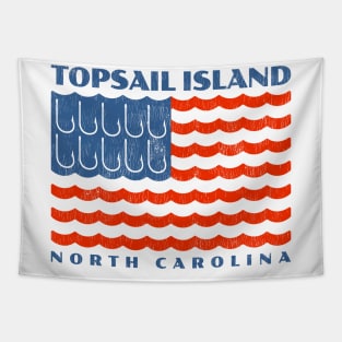 Topsail Island, NC Patriotic Fishing Flag Tapestry