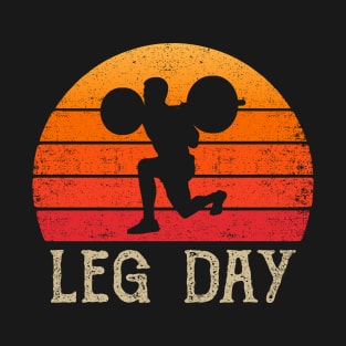 Distressed Vintage Retro Weightlifter Bodybuilder Leg Day T-Shirt