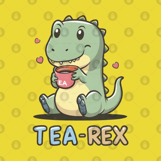 Tea rex having tea by Spaceboyishere